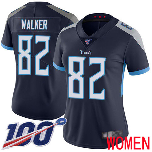 Tennessee Titans Limited Navy Blue Women Delanie Walker Home Jersey NFL Football #82 100th Season Vapor Untouchable->women nfl jersey->Women Jersey